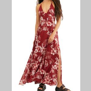 NWT Free People Lillie Floral Maxi Dress with Slit and Cut outs